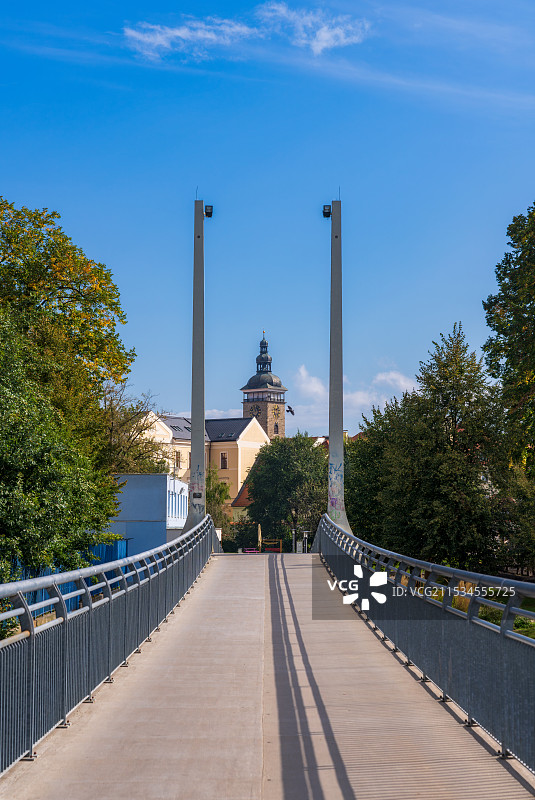 捷克共和国，南捷克州，捷克布杰约维采ČESKÉ BUDĚJOVICE，Dlouhá lávka桥图片素材