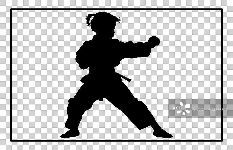 孩子们训练空手道的剪影图片素材