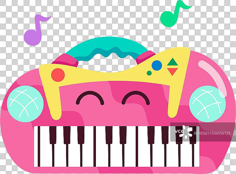 基本的RGB漫画风格钢琴音乐贴纸图片素材