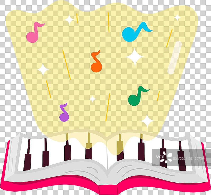 基本的 RGBA 扁平风格钢琴旋律贴纸图片素材