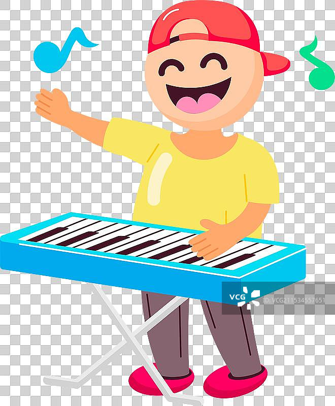 钢琴音乐家的基础RGB卡通风格贴纸图片素材