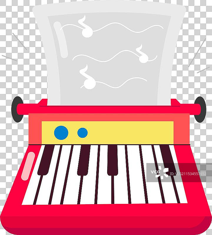 音乐打字机的基础RGB漫画风格贴纸图片素材