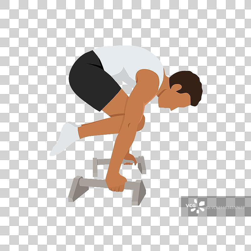 年轻男子在做收腹平衡体操图片素材