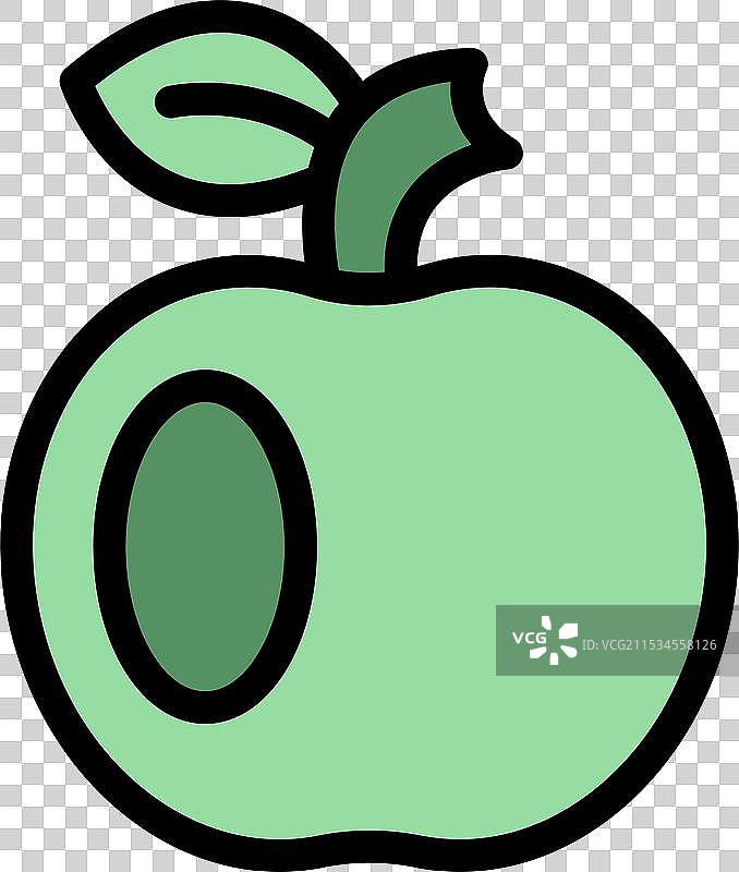 绿色苹果的横截面展示，带有种子图片素材