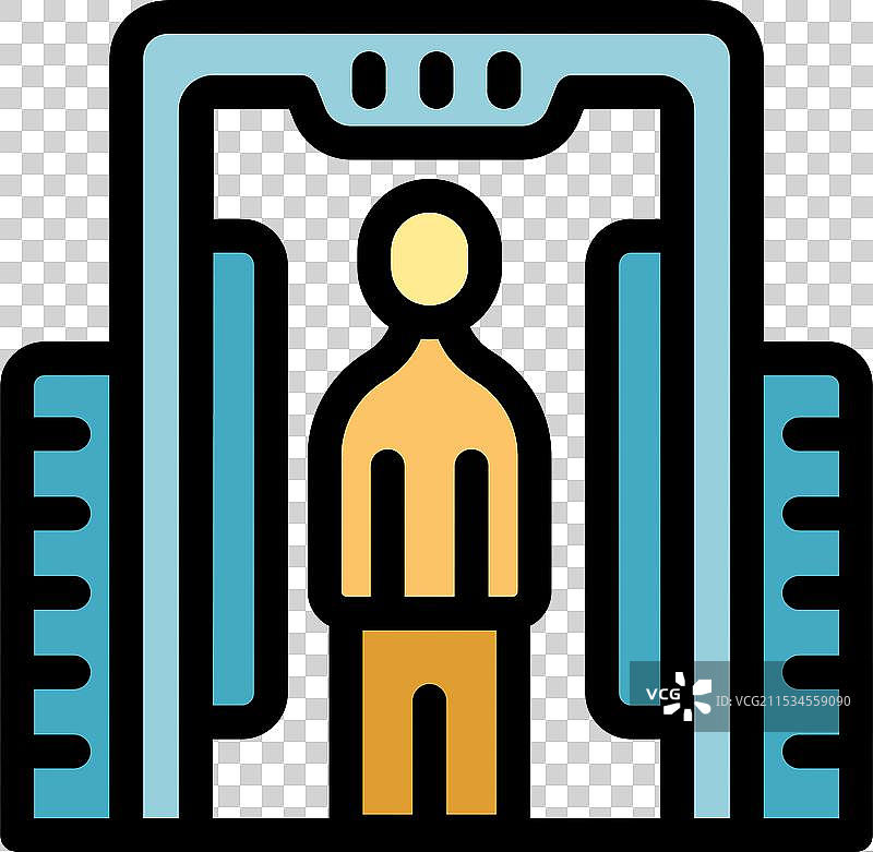 男子通过机场安检金属探测器图片素材