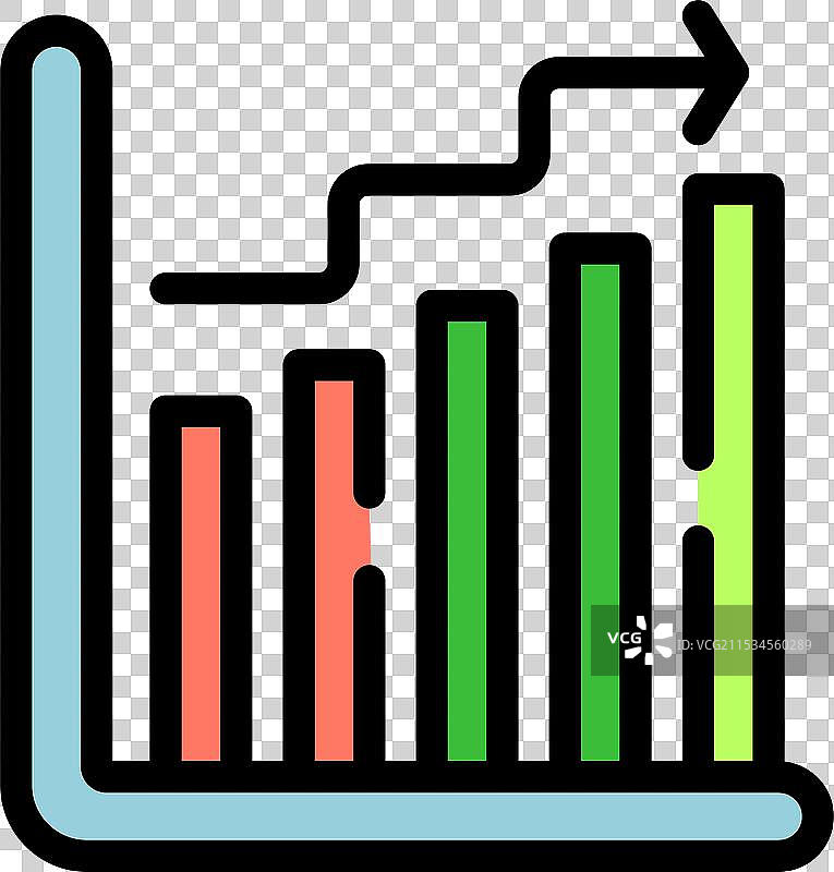 彩色柱状图显示市场增长和图片素材