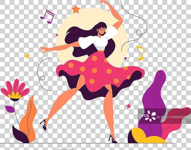 一位舞者以平面风格表演音乐图片素材