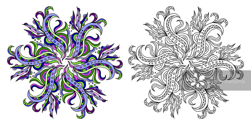 黑白线条图案的装饰性圆形图片素材