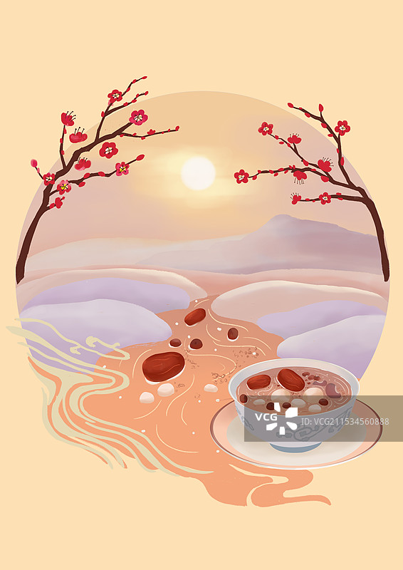 冬天腊八节腊八粥节气插画图片素材