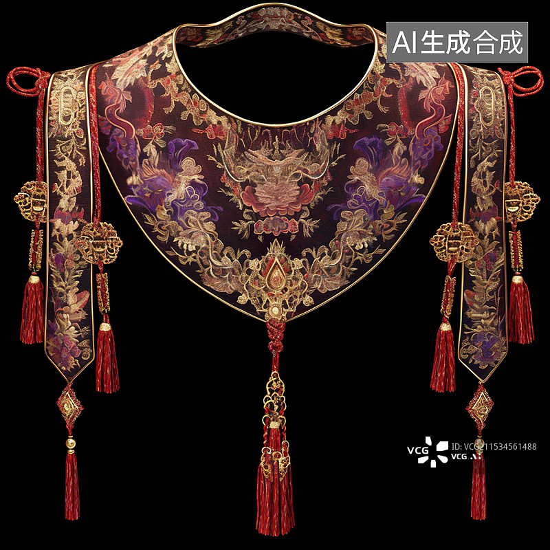 【AI数字艺术】中国风掐丝珐琅服饰装饰品图片素材