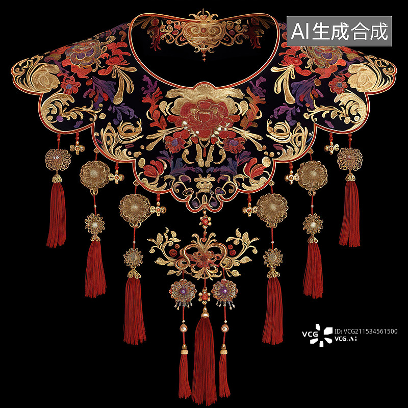 【AI数字艺术】中国风掐丝珐琅服饰装饰品图片素材