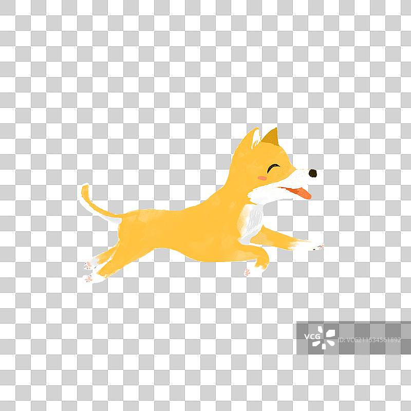 奔跑的狗动物素材免扣PNG手绘插画图片素材