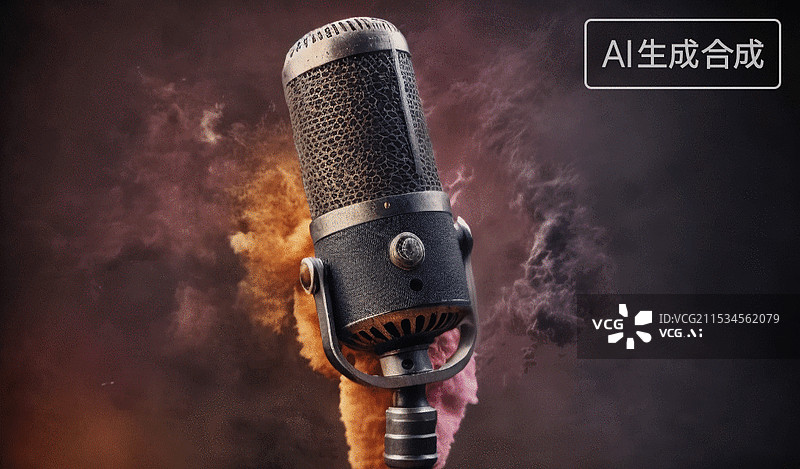【AI数字艺术】复古麦克风图片素材