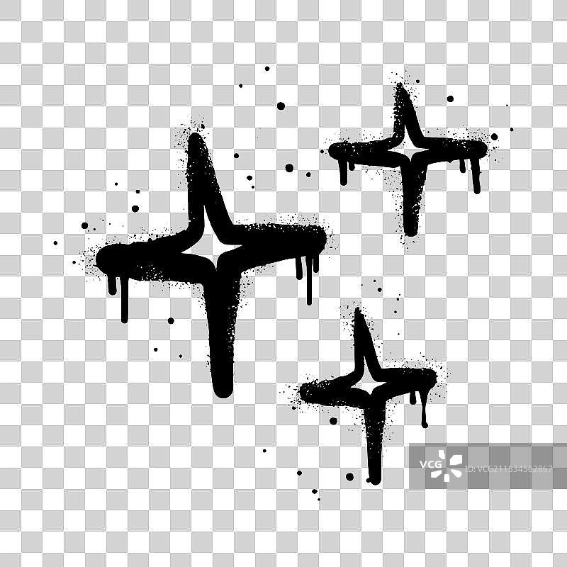 喷漆涂鸦闪光图标黑色背景图片素材