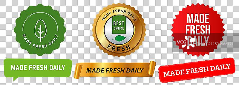 每日新鲜制作的有机餐食印章图片素材