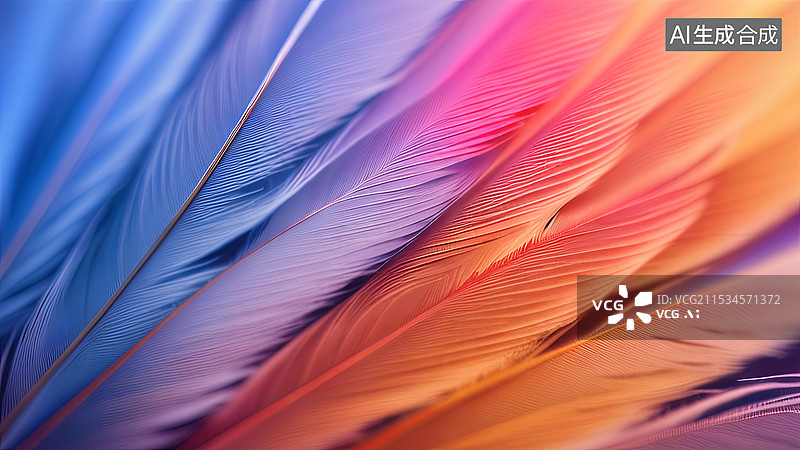 【AI数字艺术】彩色动物羽毛微距特写背景图图片素材