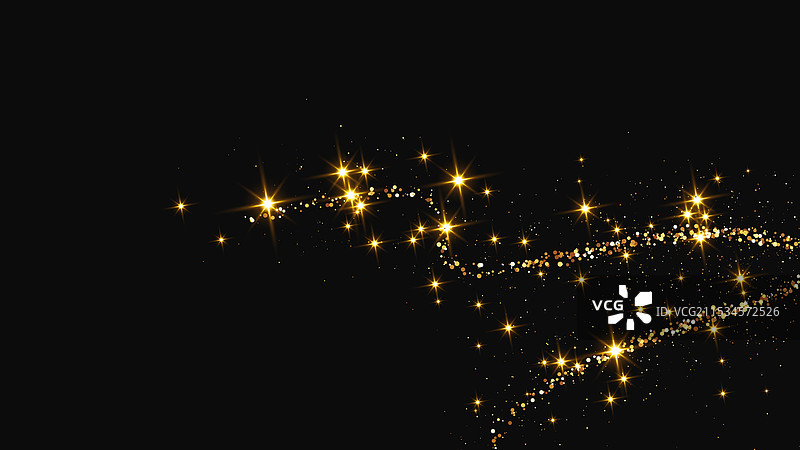 金色闪闪的彩纸屑波浪和星尘图片素材