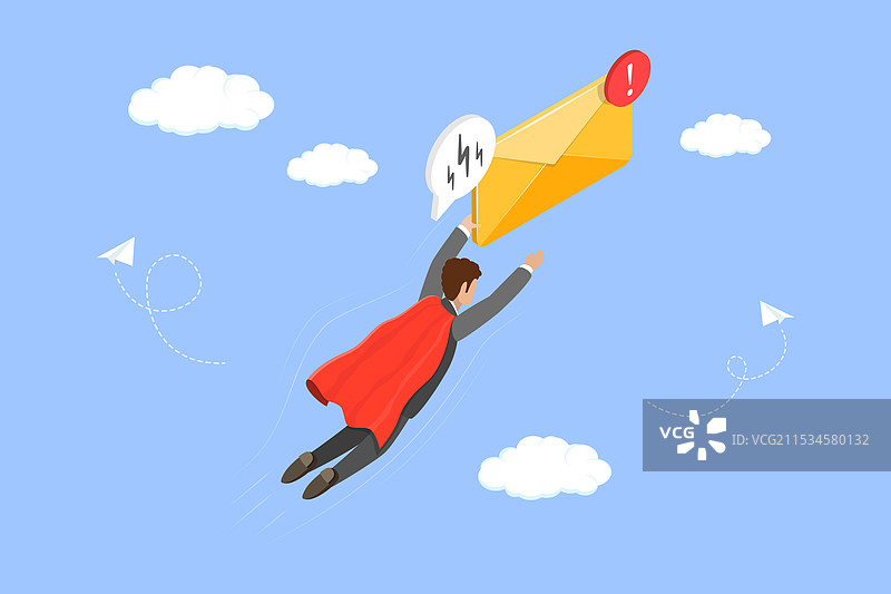 电子邮件的3D等距平面图图片素材