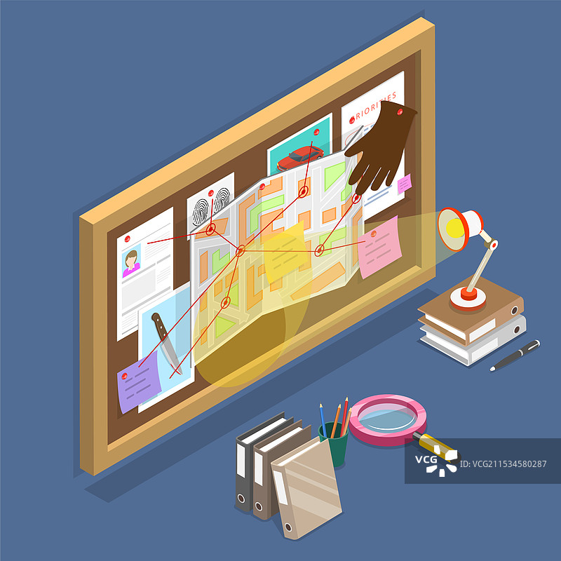 犯罪的三维等距平面图图片素材