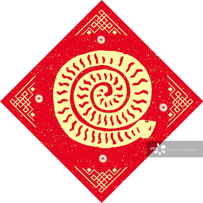 蛇年新年福到 中国新年祝福窗花图片素材