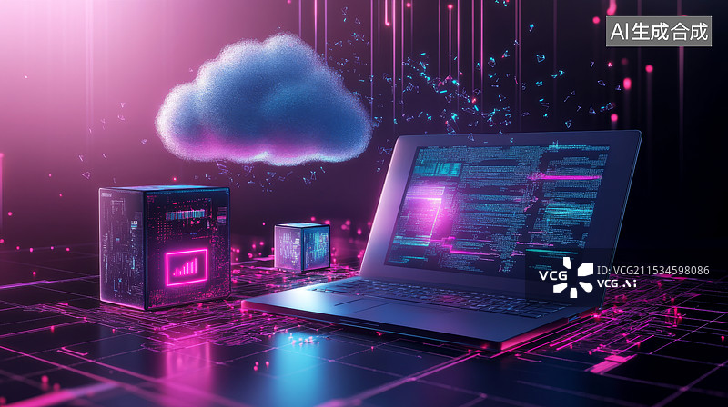 【AI数字艺术】互联网云空间计算概念图片素材