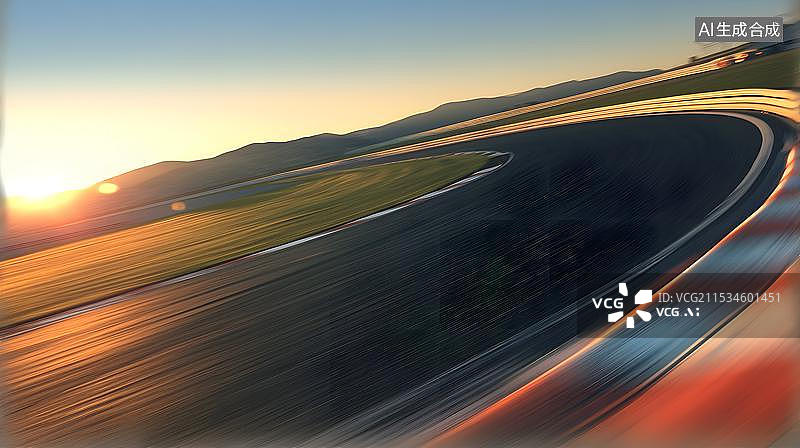 【AI数字艺术】动态模糊的公路赛道汽车背景图片素材