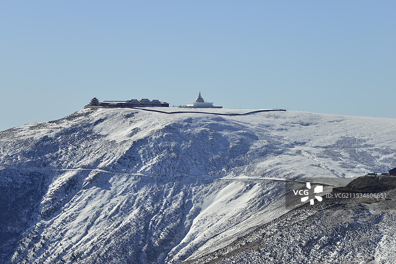 2024年雪后五台山，北台顶风光，五台山雪景图片素材