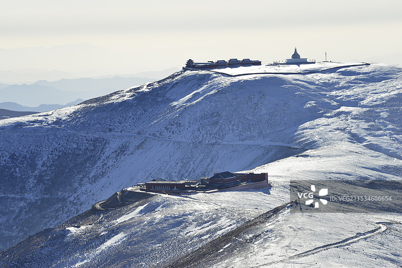 2024年雪后五台山，北台顶风光，五台山雪景图片素材