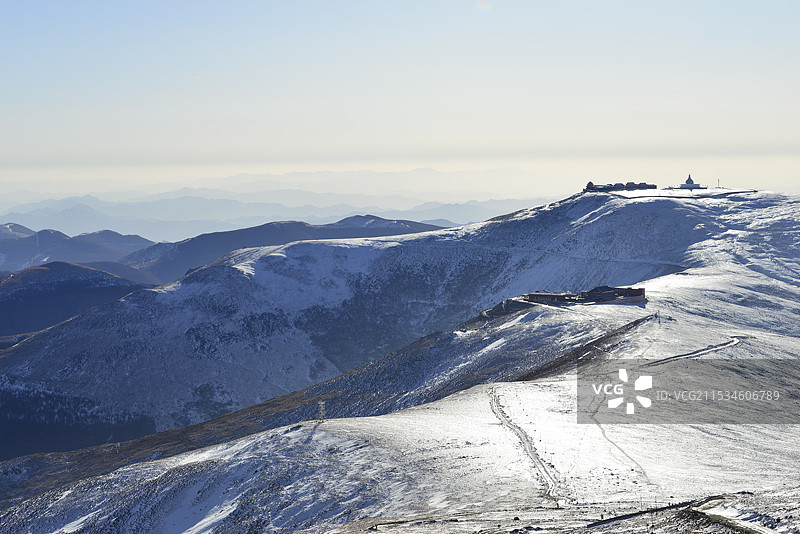2024年雪后五台山，北台顶风光，五台山雪景图片素材