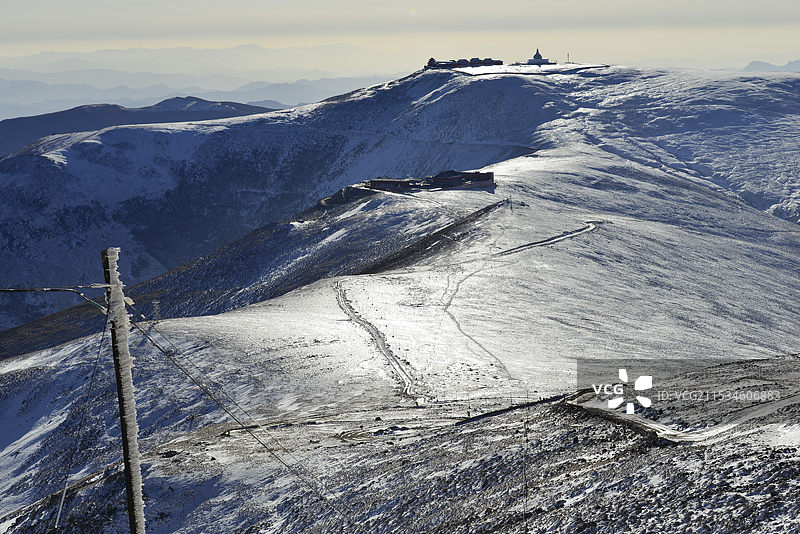 2024年雪后五台山，北台顶风光，五台山雪景图片素材
