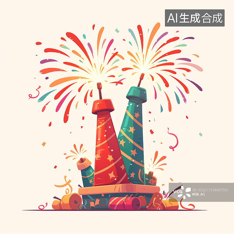 【AI数字艺术】爆竹烟花图片素材