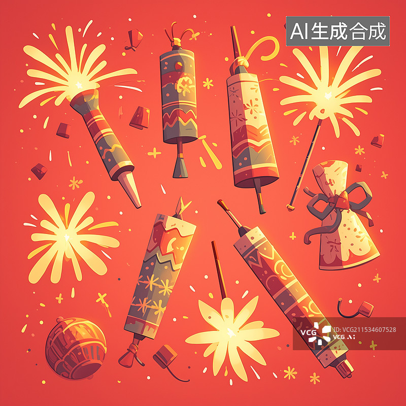 【AI数字艺术】爆竹烟花图片素材