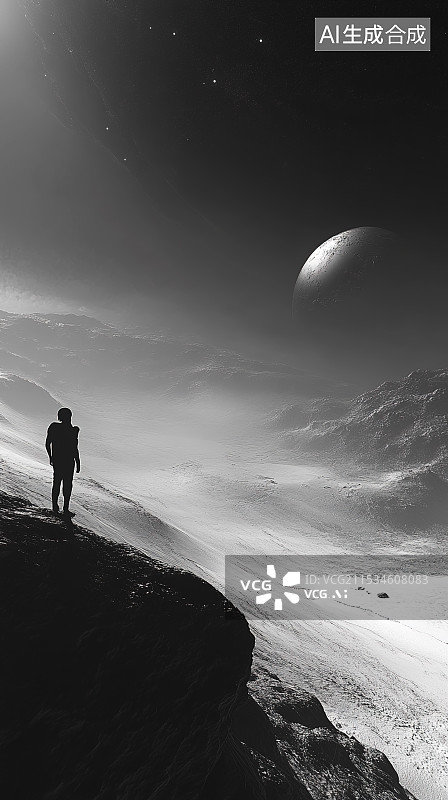 【AI数字艺术】沙漠中的行者图片素材