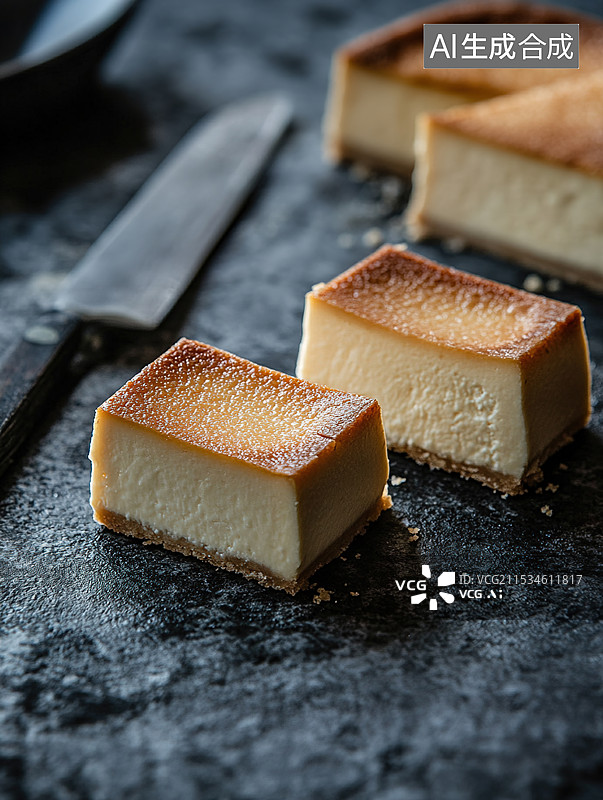 【AI数字艺术】香草奶油芝士蛋糕图片素材