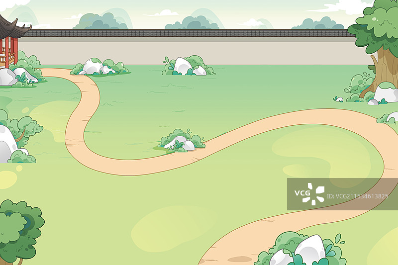 卡通庭院场景图片素材