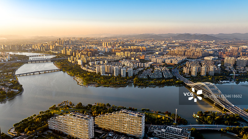 宁波新三江口，庄桥天水片区航拍图片素材