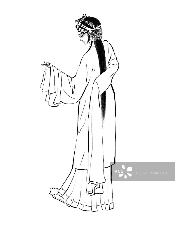 中国戏曲花旦武生青衣小生爱情故事人物线稿元素图片素材