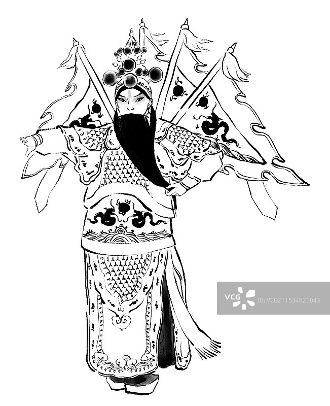 中国戏曲花旦武生青衣小生爱情故事人物线稿元素图片素材