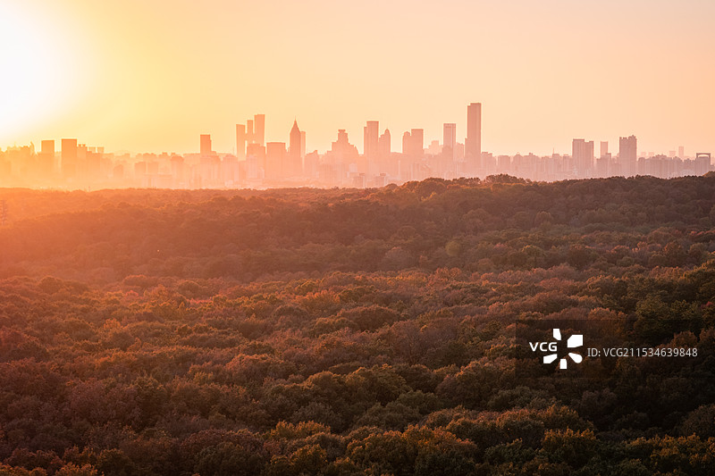 登上灵谷塔欣赏南京城市之秋图片素材