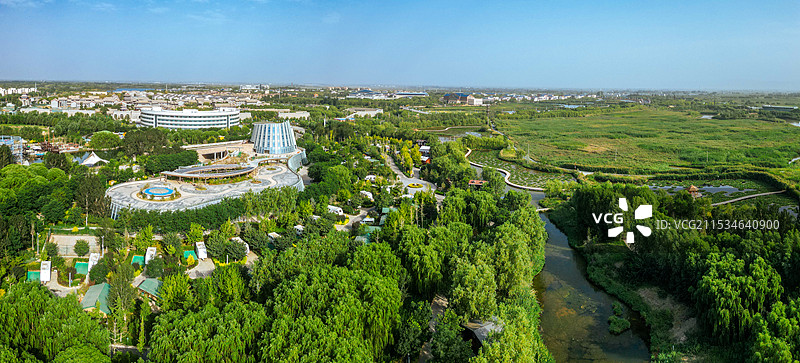 张掖 城市湿地博物馆 边塞竞技体育中心 湿地公园 甘州府城 玉水苑图片素材