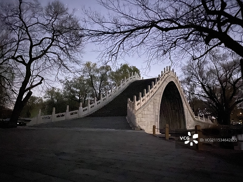 夜景玉带桥·颐和园·西堤图片素材