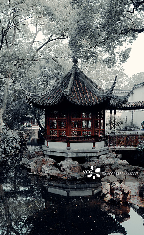拙政园凉亭图片素材
