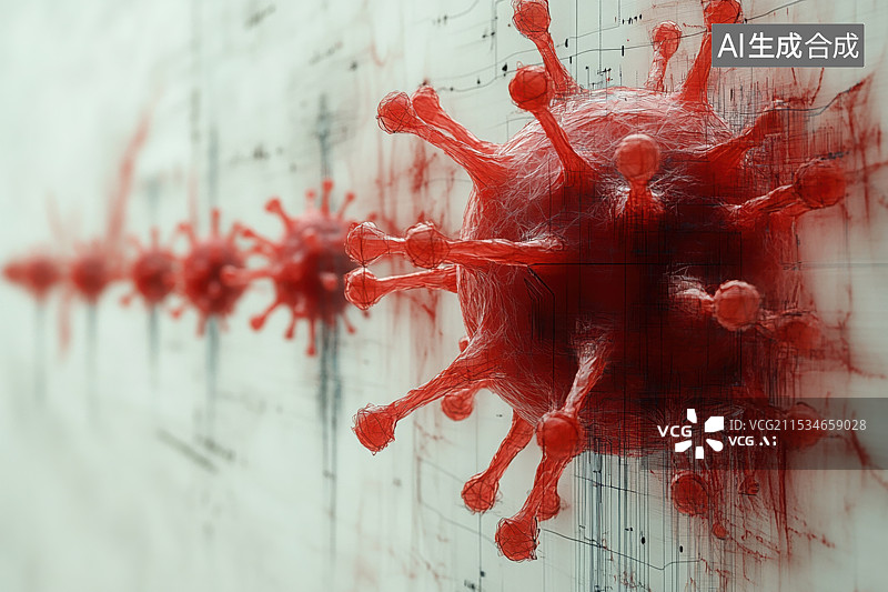【AI数字艺术】病毒细菌HIV艾滋病微生物3D立体细胞图片素材