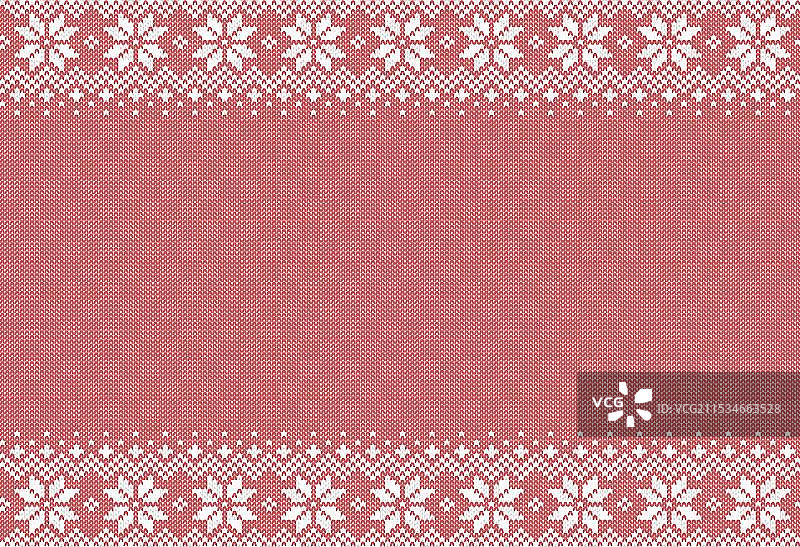 红色圣诞横幅，针织纹理配雪花图案图片素材
