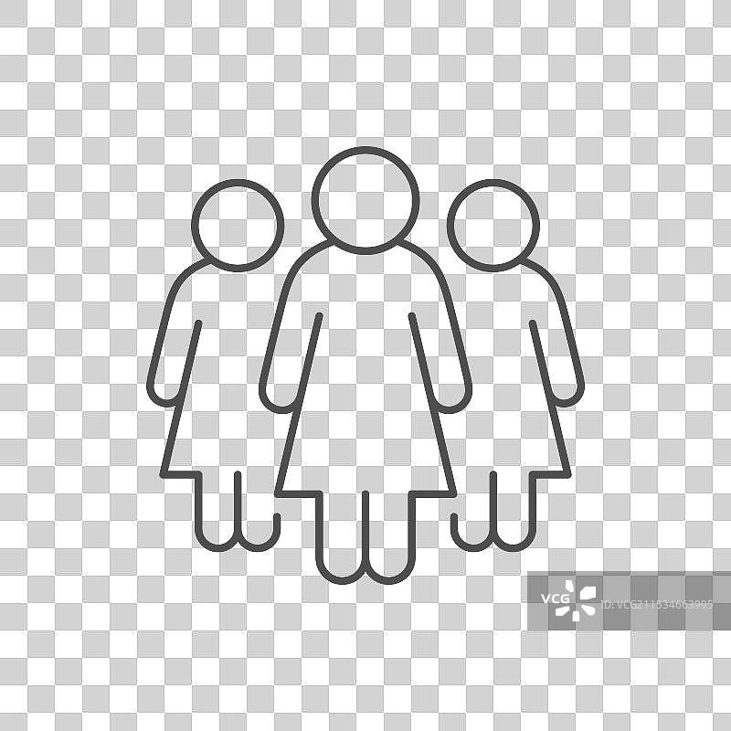 女性团体线条轮廓图标图片素材
