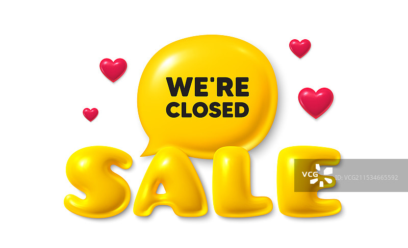 我们关闭营业的关闭标志销售文本 3D图片素材