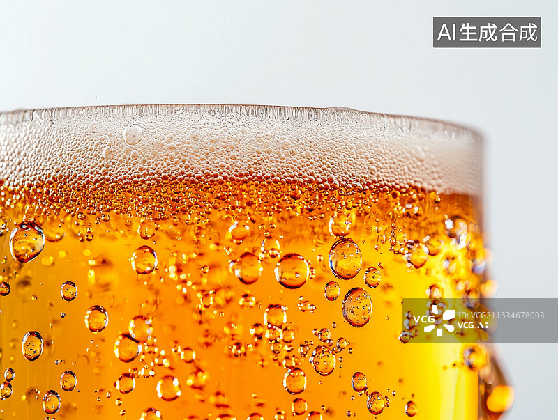 【AI数字艺术】啤酒中的气泡特写图片素材