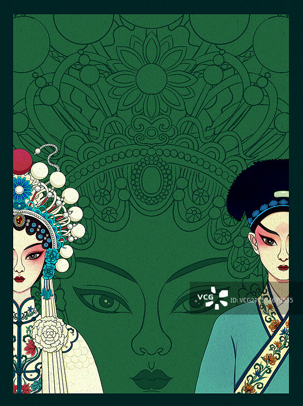 戏曲白蛇传许仙小白娘子国风插画图片素材