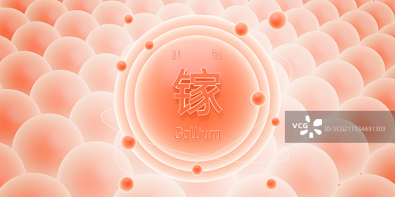 3d圆形橘色渐变元素周期表元素原子粒子插画图片素材
