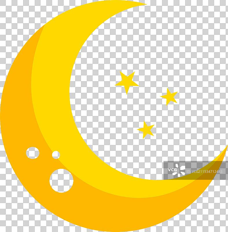 夜空中的星星与月亮 - 图标图片素材